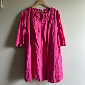 Frances Valentine Size XL Hot Pink Tunic Style Mini Dress Cotton Made In India